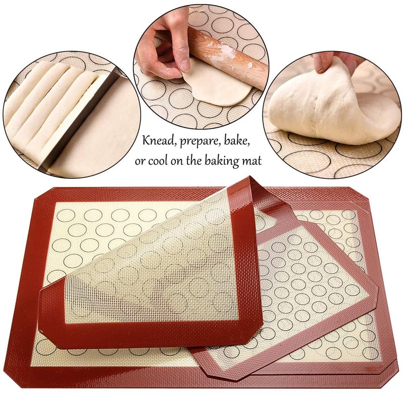 Yododo Baking Sheet with Silicone Mat Set, Set of 8 (4 Sheets + 4 Mats), Stainless Steel Cookie Sheet Baking Pans with Reusable Silicone Baking Mat, Non Toxic & Heavy Duty & Easy Clean - Image 3